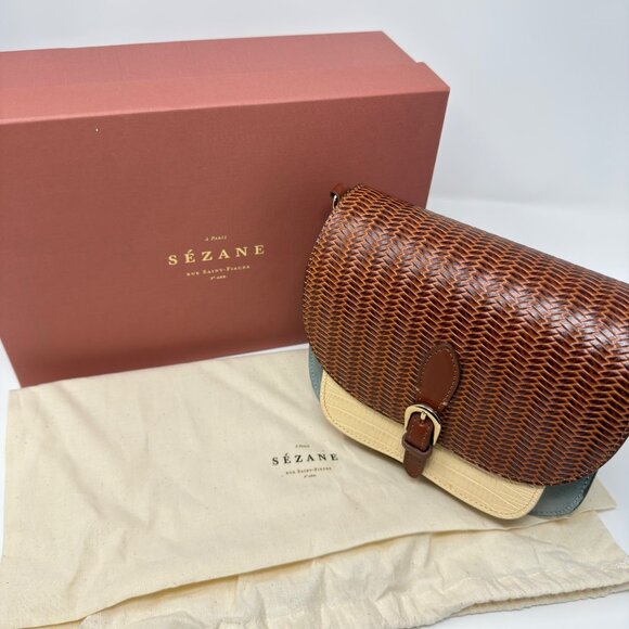 NWB Sézane Romeo Bag Leather Woven Textured Crossbody W/Box&Dust Bag - Picture 4 of 13